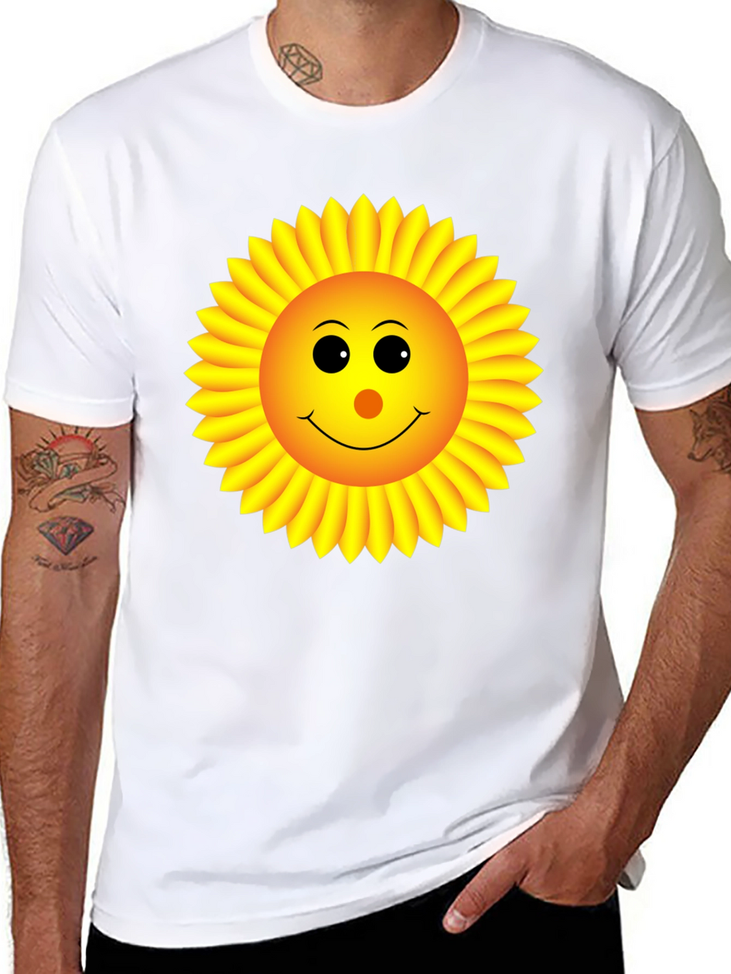 Sunny Sunflower Graphic Tee - Black Cotton T-Shirt