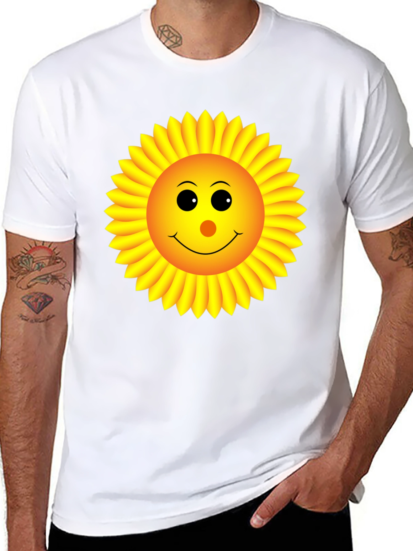 Sunny Sunflower Graphic Tee - Black Cotton T-Shirt