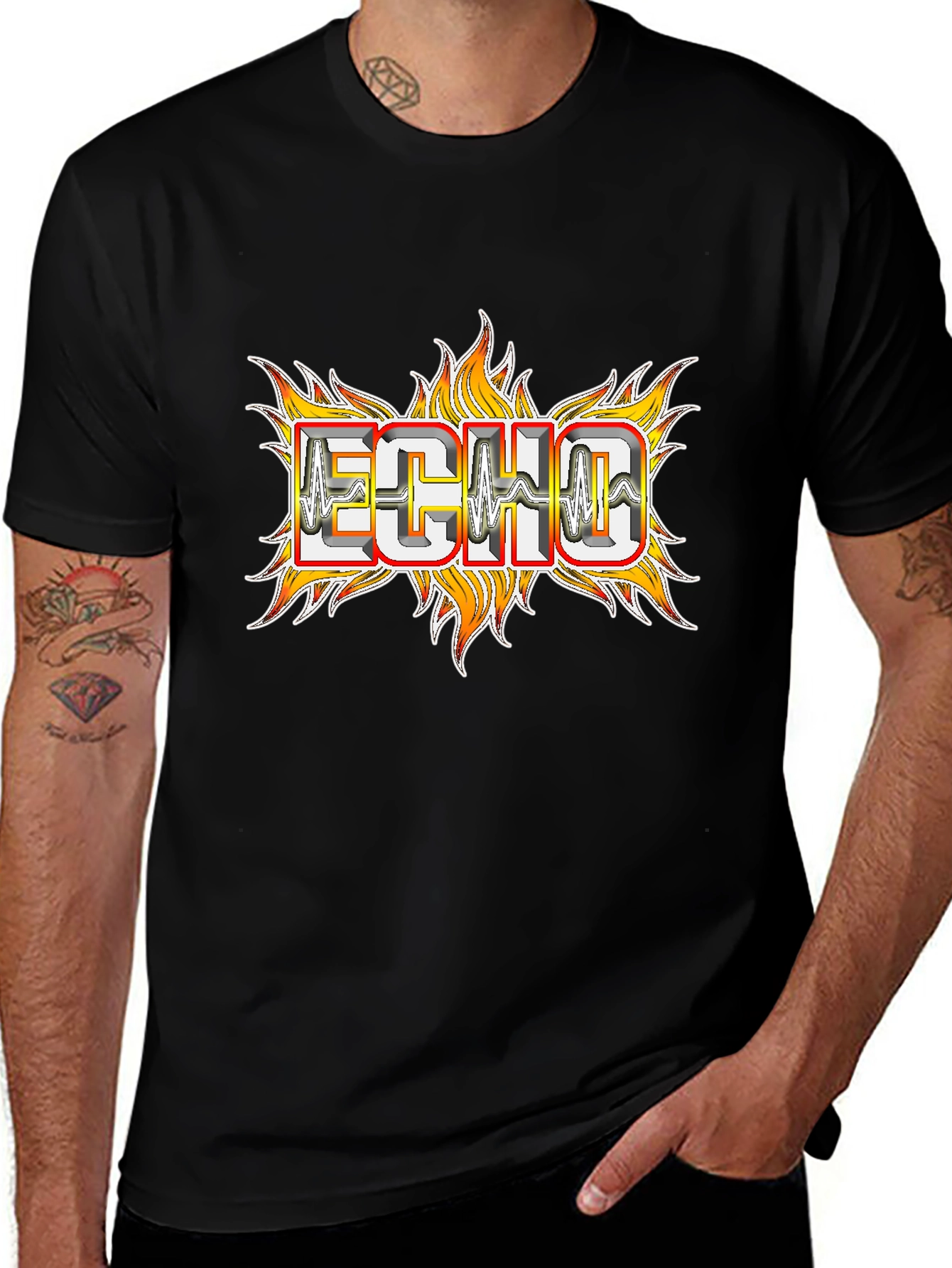 Echo Flame Graphic Tee - Mens Black T-Shirt