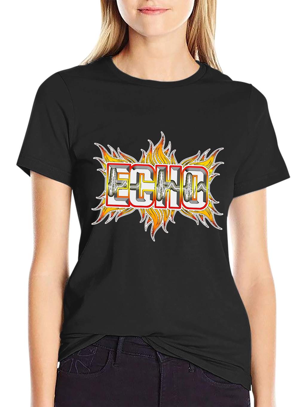 Echo Flame Graphic Tee - Mens Black T-Shirt