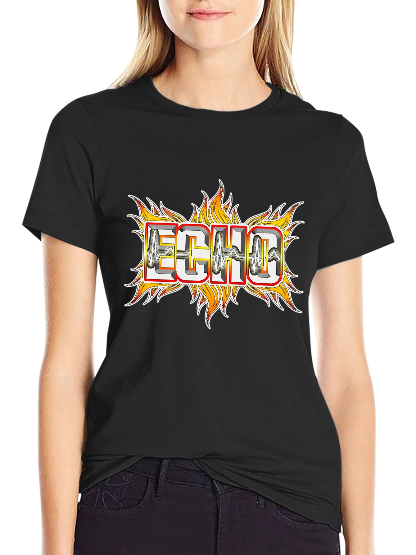 Echo Flame Graphic Tee - Mens Black T-Shirt