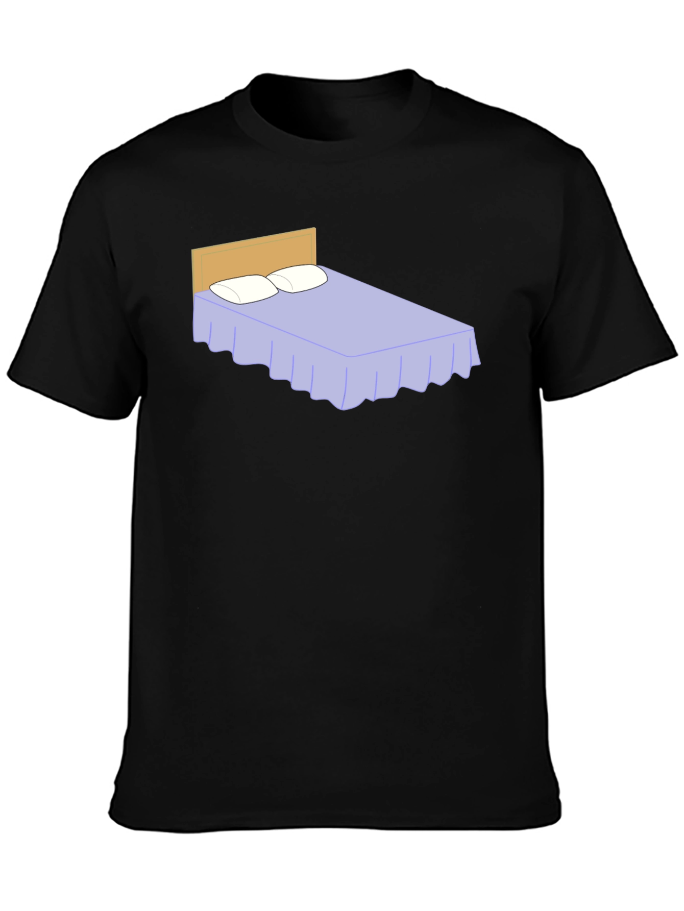 Funny Bed Graphic Black T-Shirt