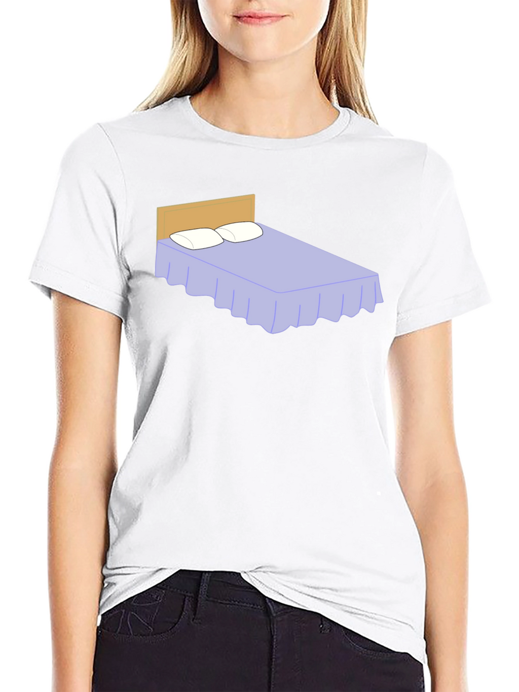 Funny Bed Graphic Black T-Shirt