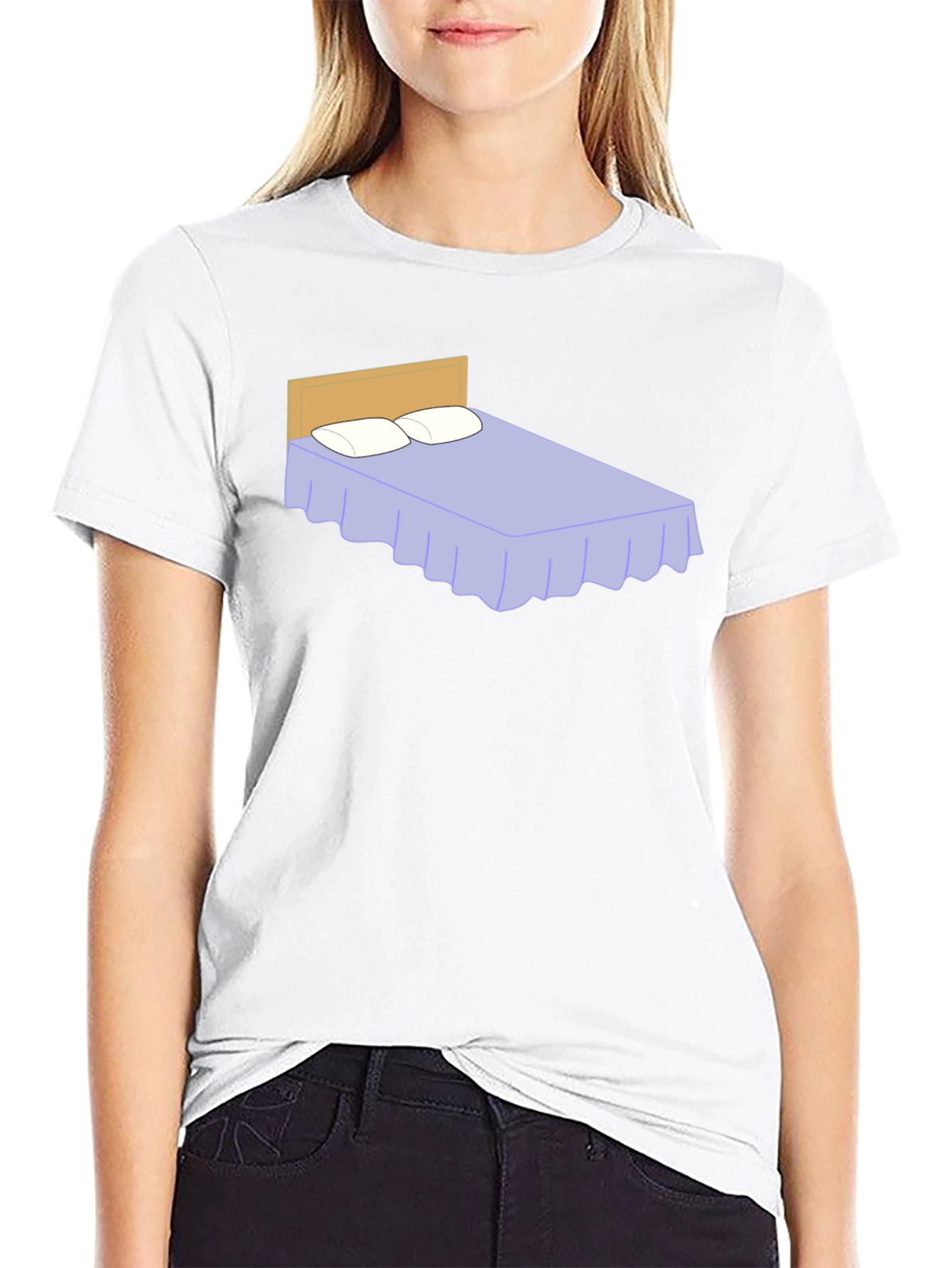 Funny Bed Graphic Black T-Shirt