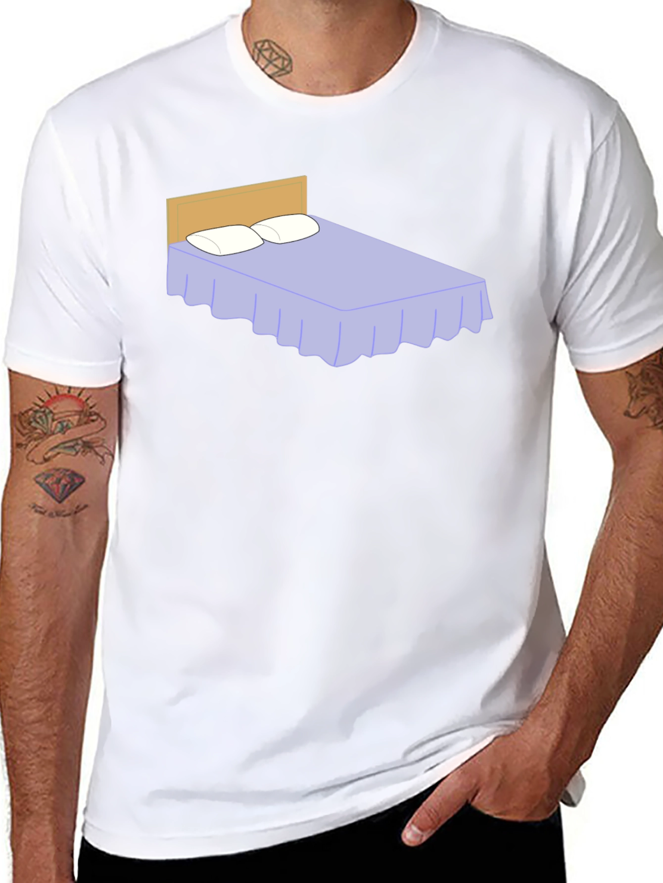 Funny Bed Graphic Black T-Shirt