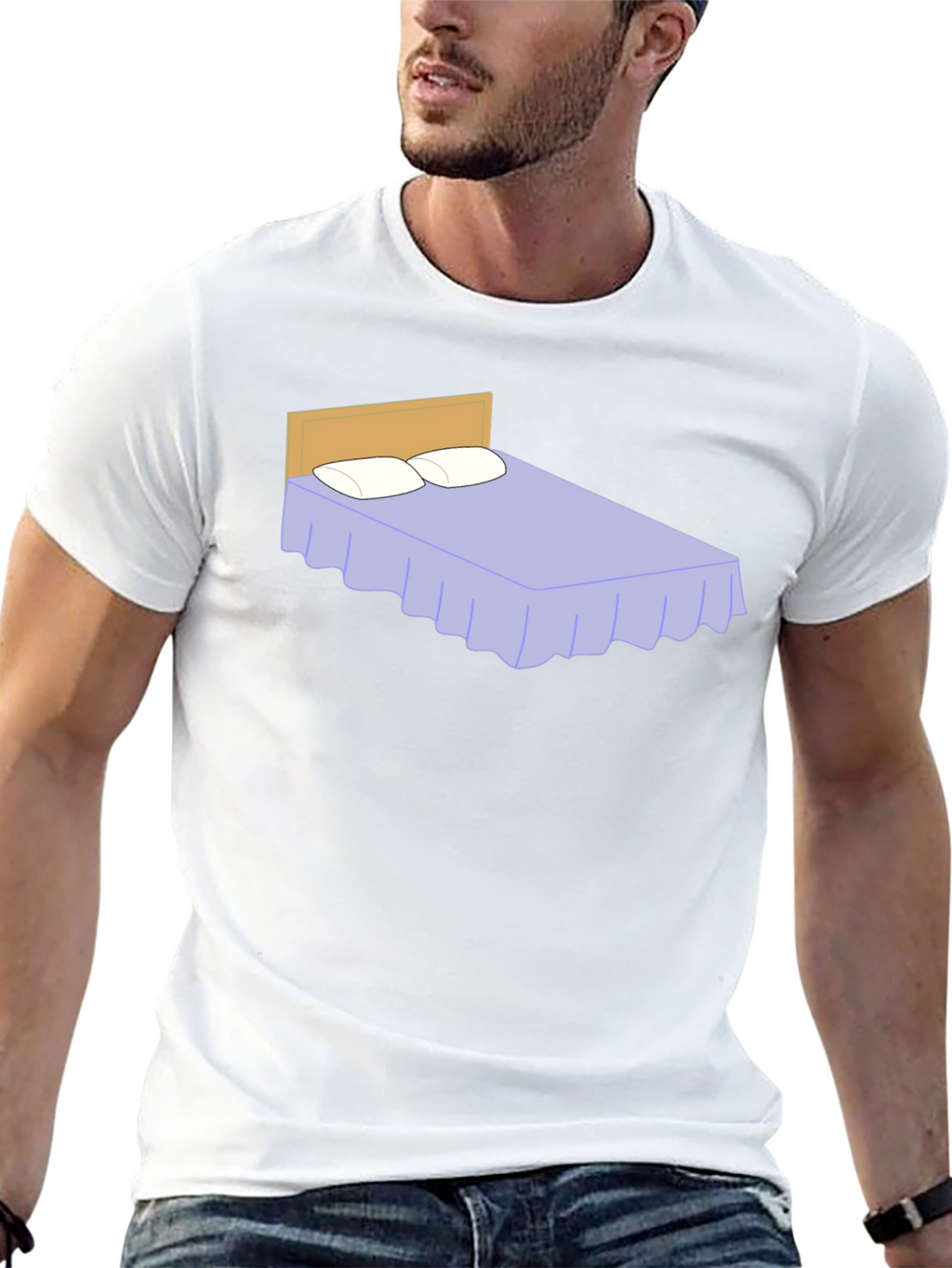Funny Bed Graphic Black T-Shirt