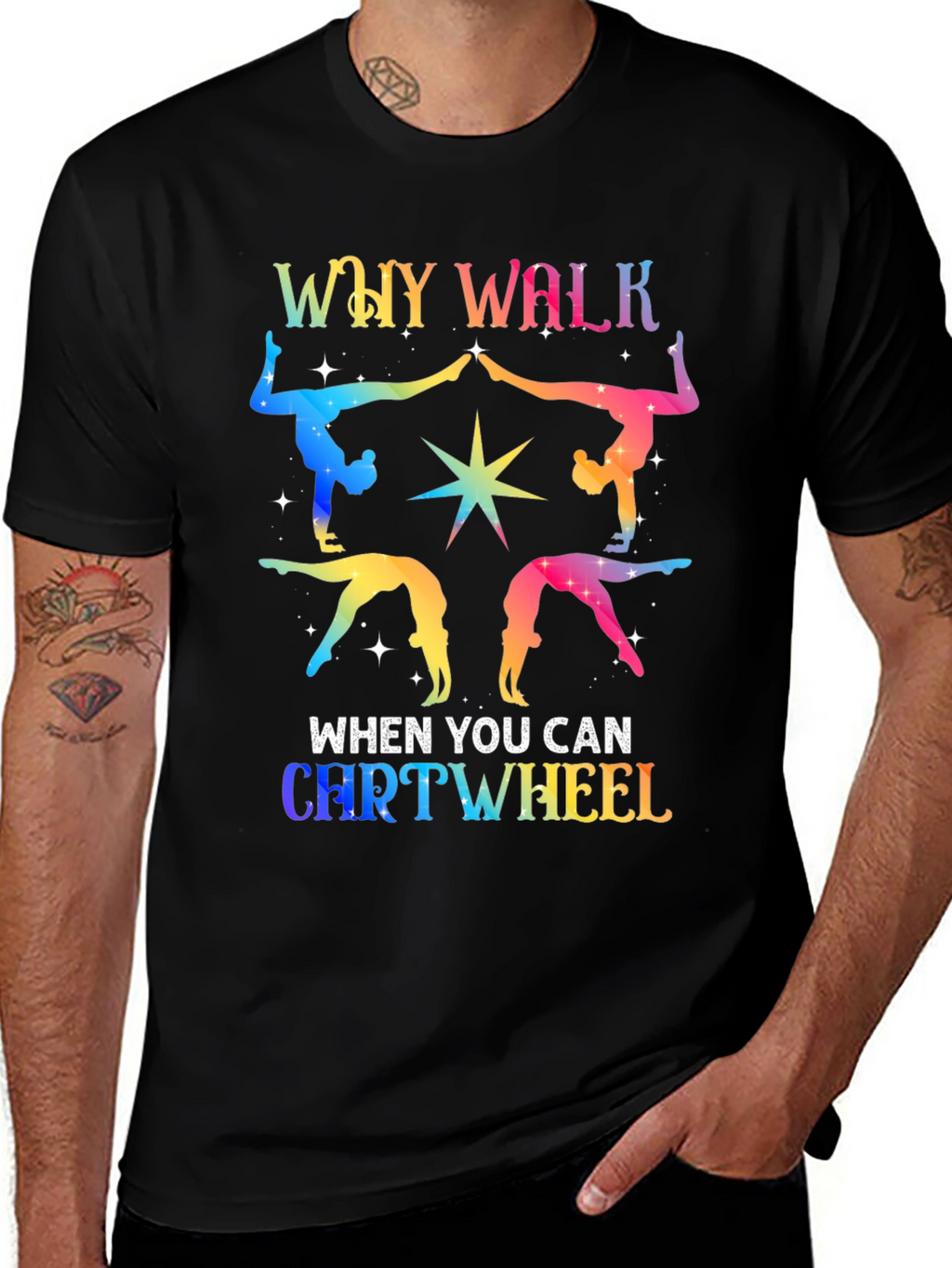 Rainbow Gymnastics Tee - Why Walk Cartwheel?