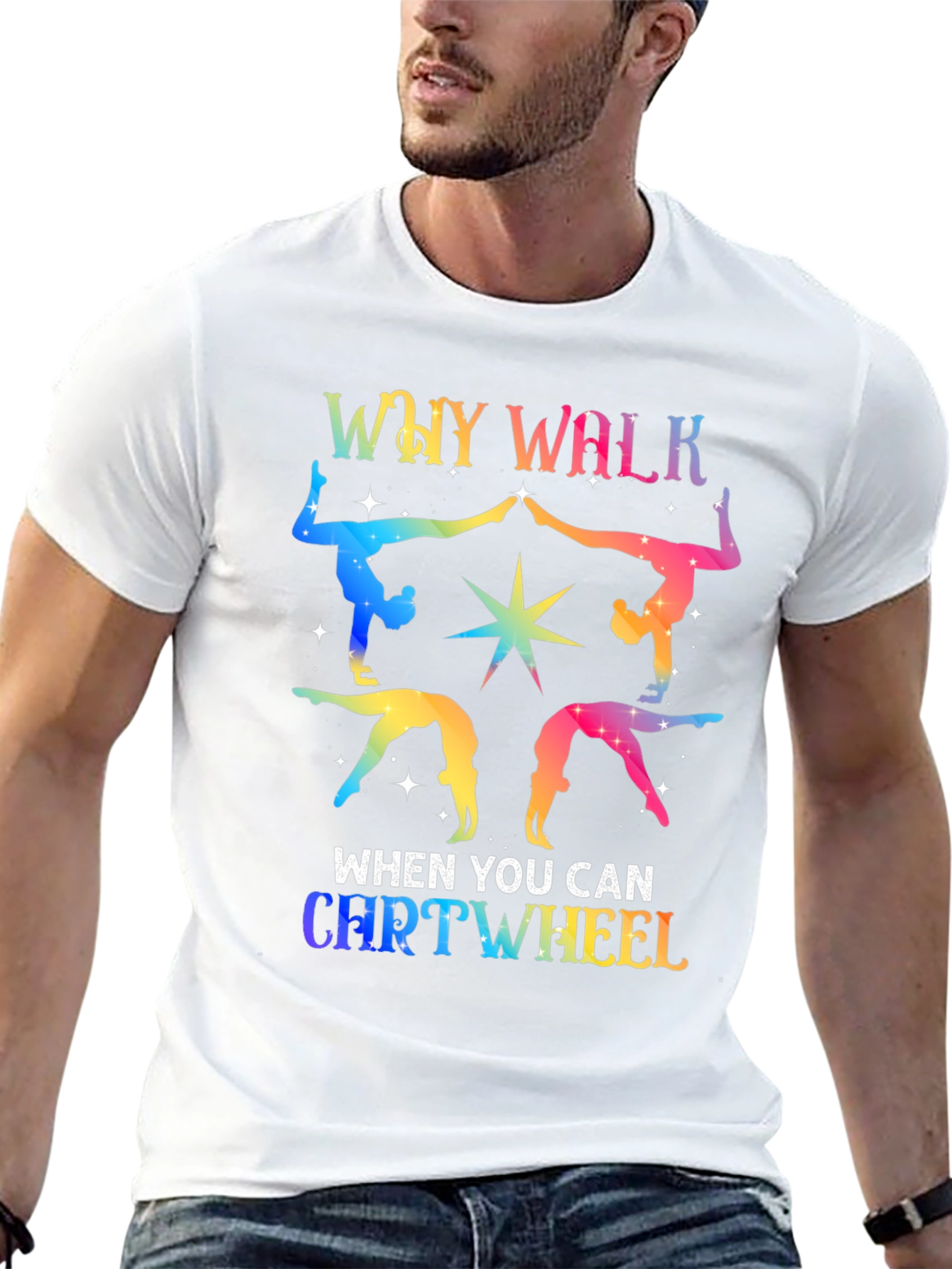 Rainbow Gymnastics Tee - Why Walk Cartwheel?