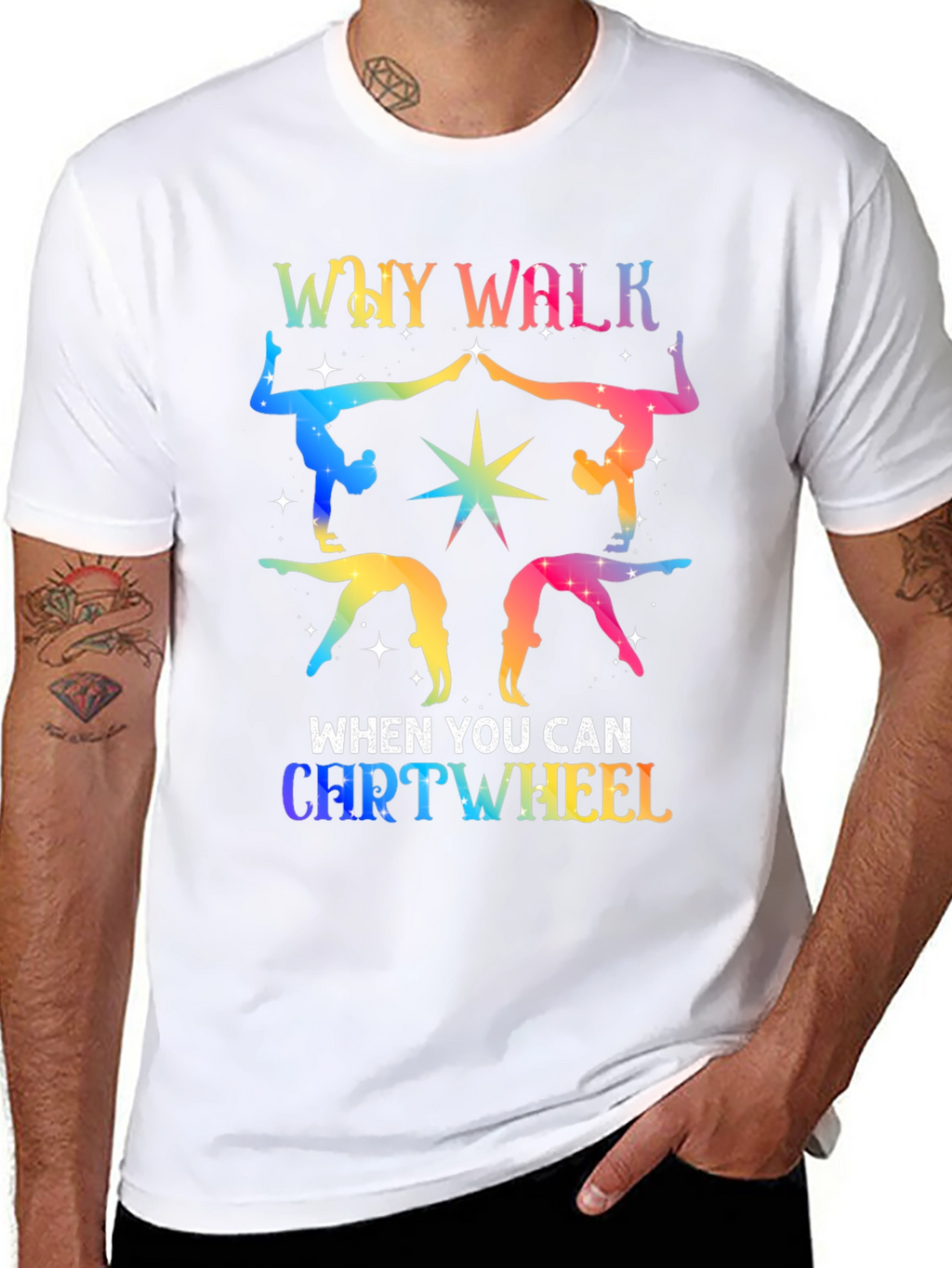 Rainbow Gymnastics Tee - Why Walk Cartwheel?