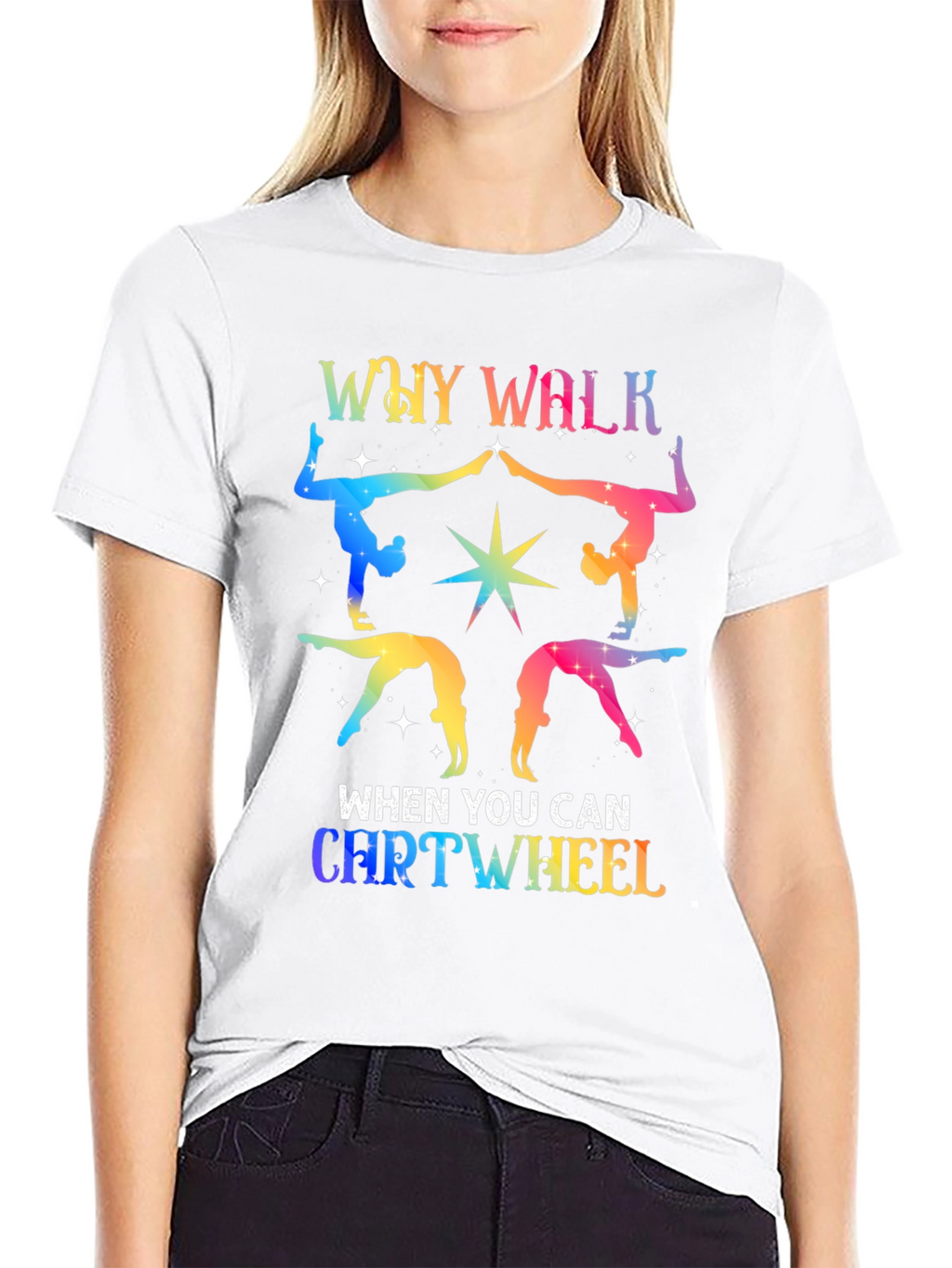 Rainbow Gymnastics Tee - Why Walk Cartwheel?