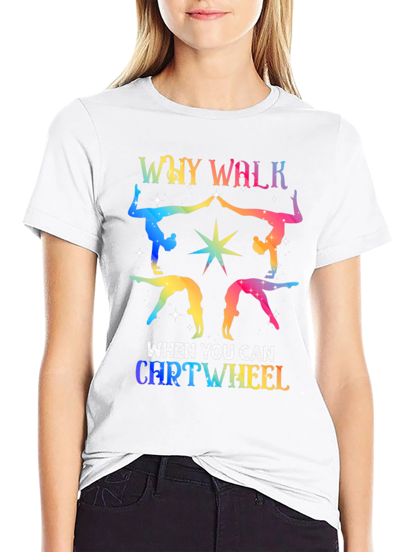 Rainbow Gymnastics Tee - Why Walk Cartwheel?