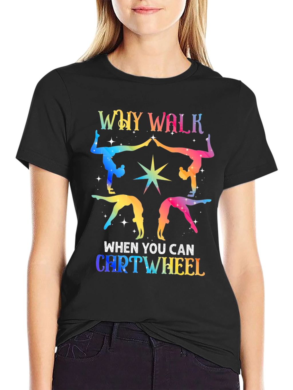 Rainbow Gymnastics Tee - Why Walk Cartwheel?