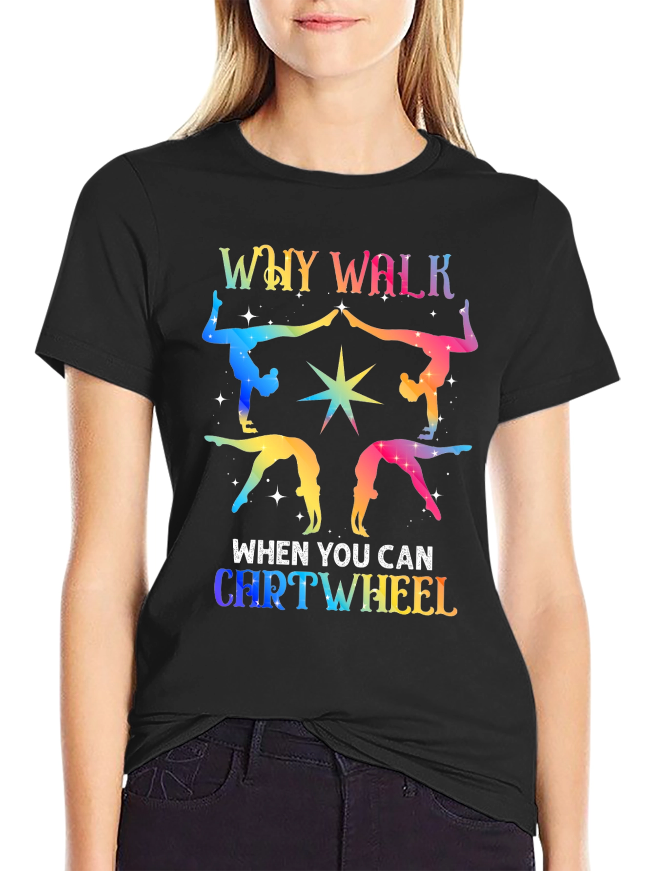 Rainbow Gymnastics Tee - Why Walk Cartwheel?