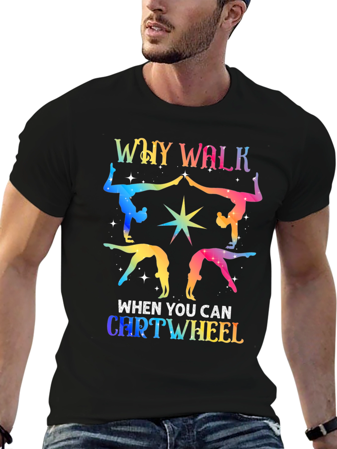 Rainbow Gymnastics Tee - Why Walk Cartwheel?