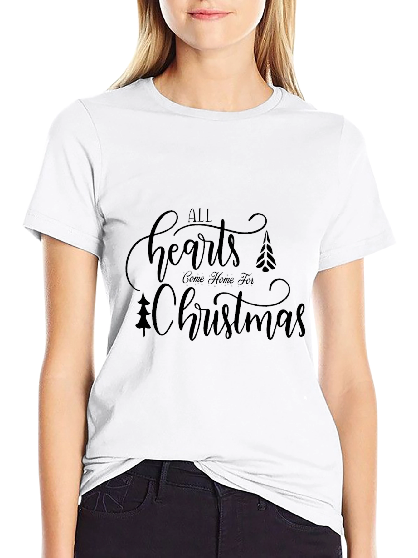 All Hearts Come Home Christmas Black T-Shirt