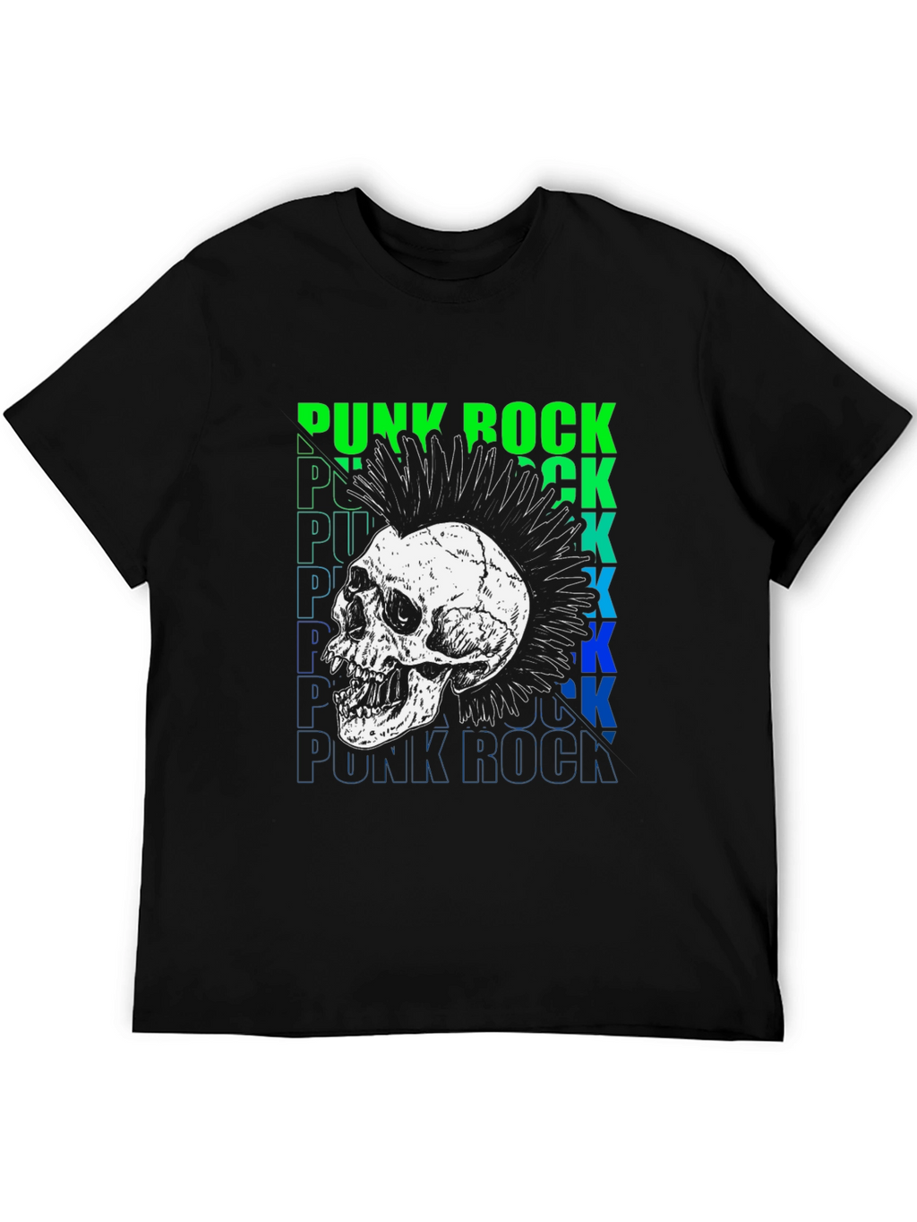 Punk Rock Skull Graphic T-Shirt