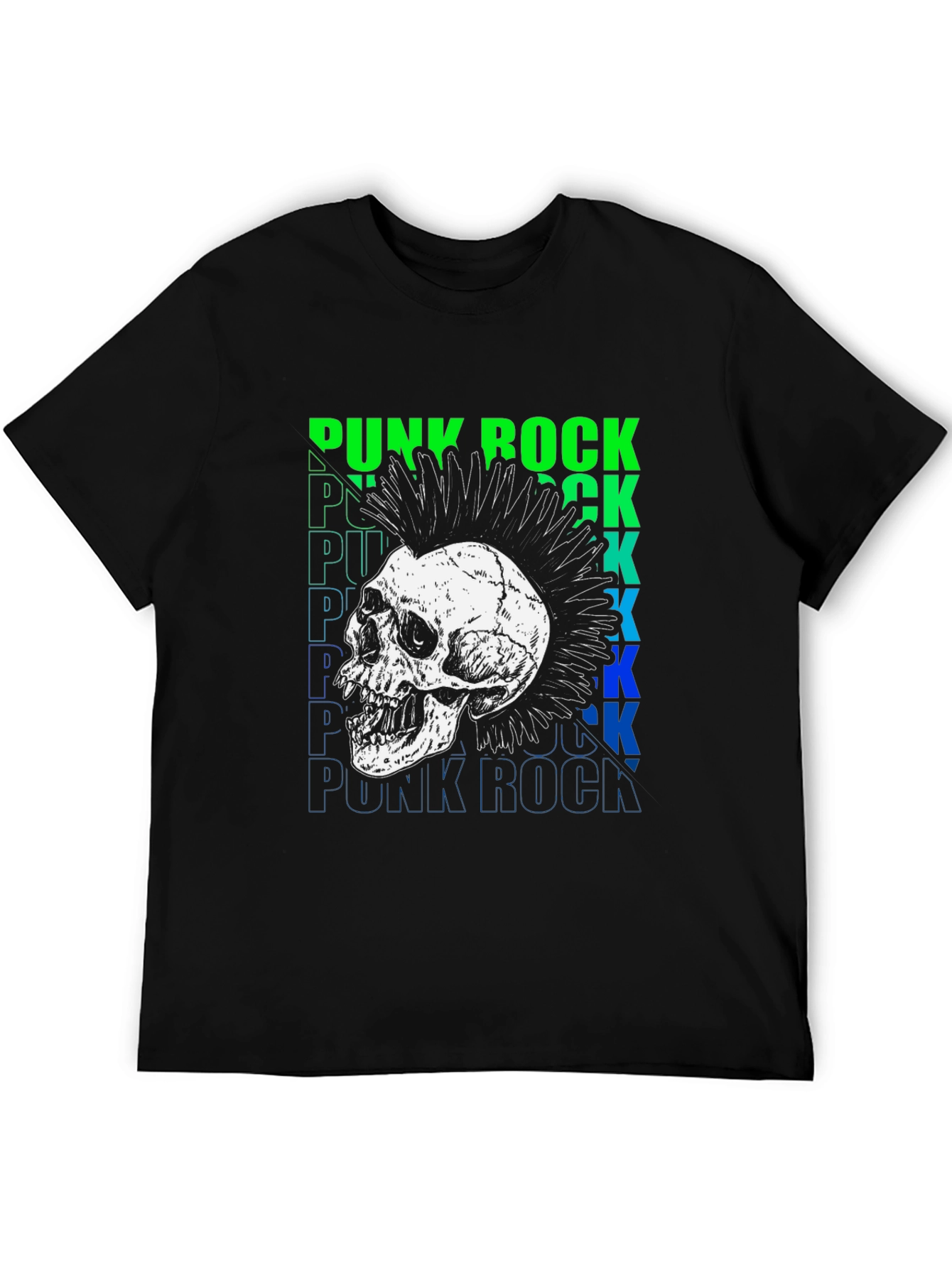Punk Rock Skull Graphic T-Shirt