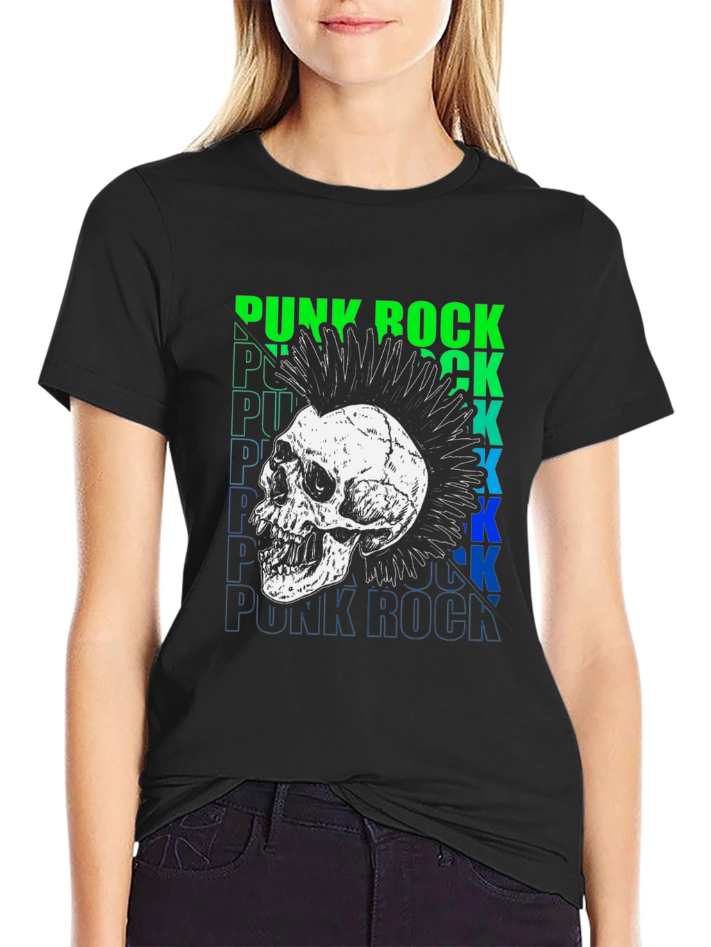 Punk Rock Skull Graphic T-Shirt
