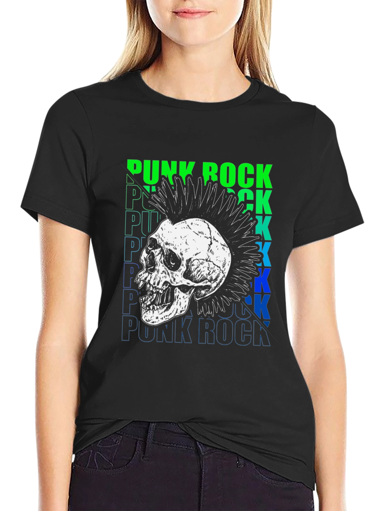 Punk Rock Skull Graphic T-Shirt