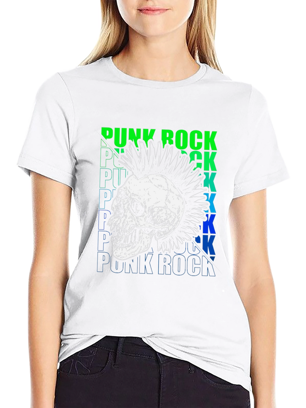 Punk Rock Skull Graphic T-Shirt
