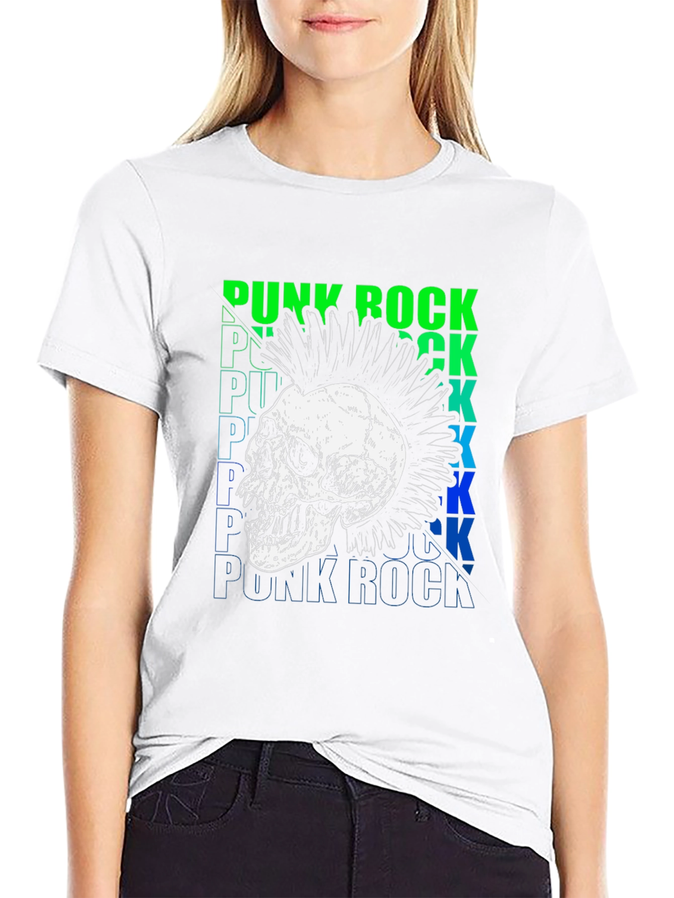 Punk Rock Skull Graphic T-Shirt