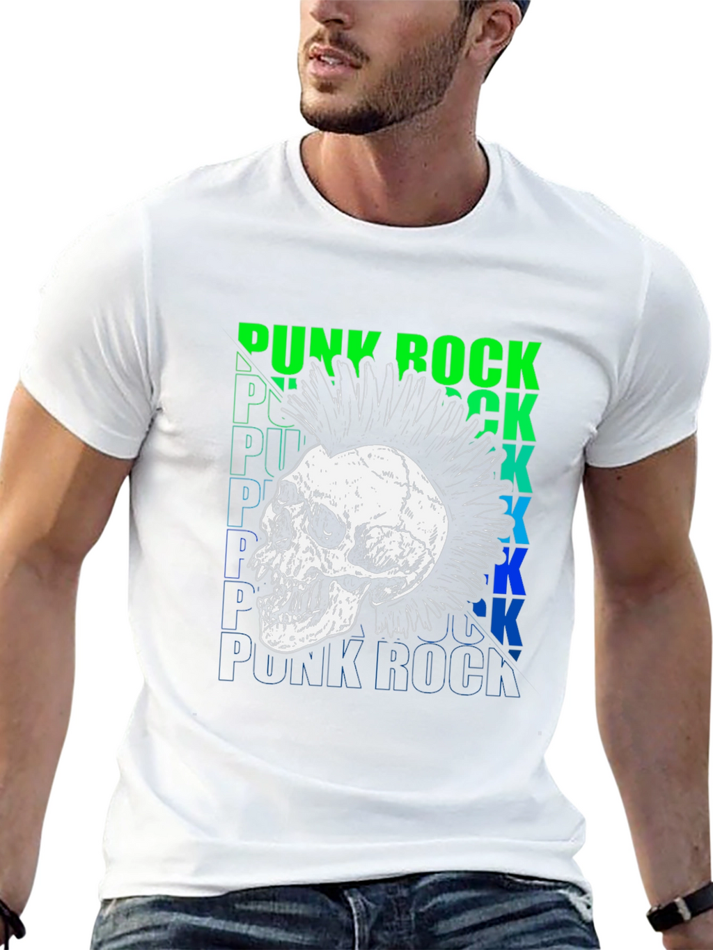 Punk Rock Skull Graphic T-Shirt