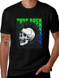 Punk Rock Skull Graphic T-Shirt