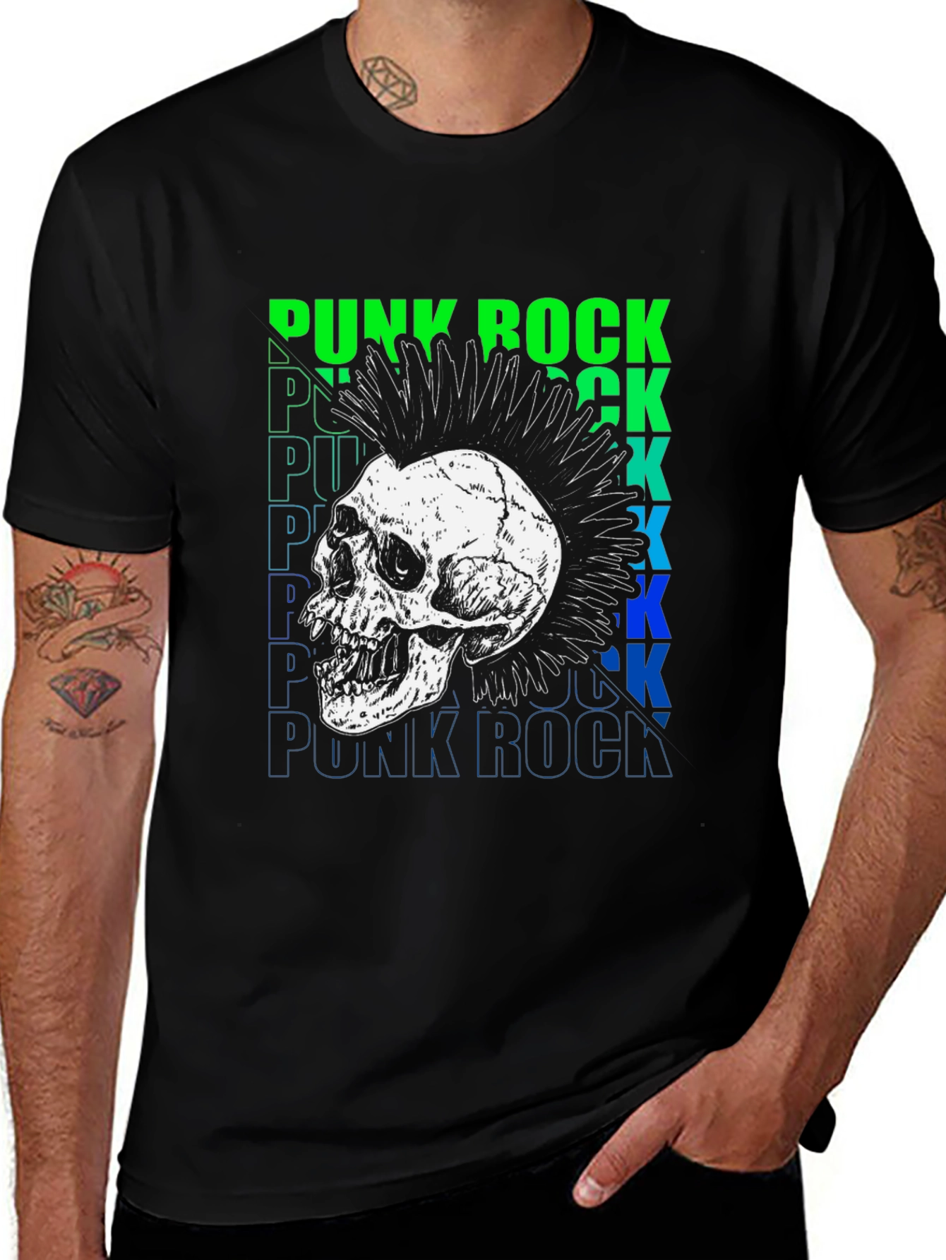 Punk Rock Skull Graphic T-Shirt