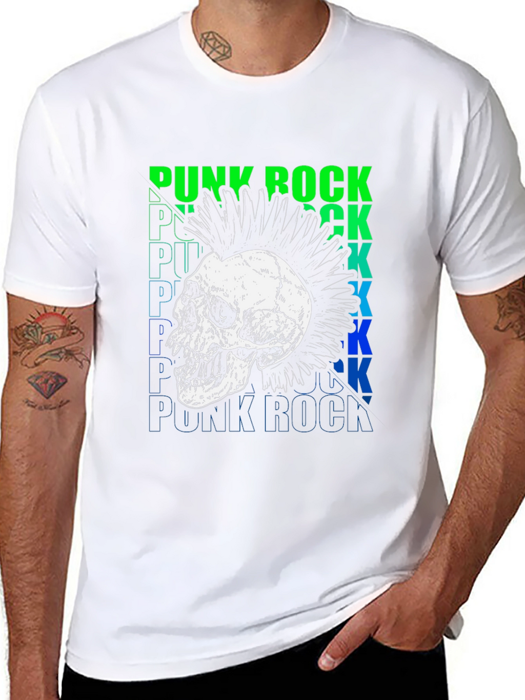 Punk Rock Skull Graphic T-Shirt