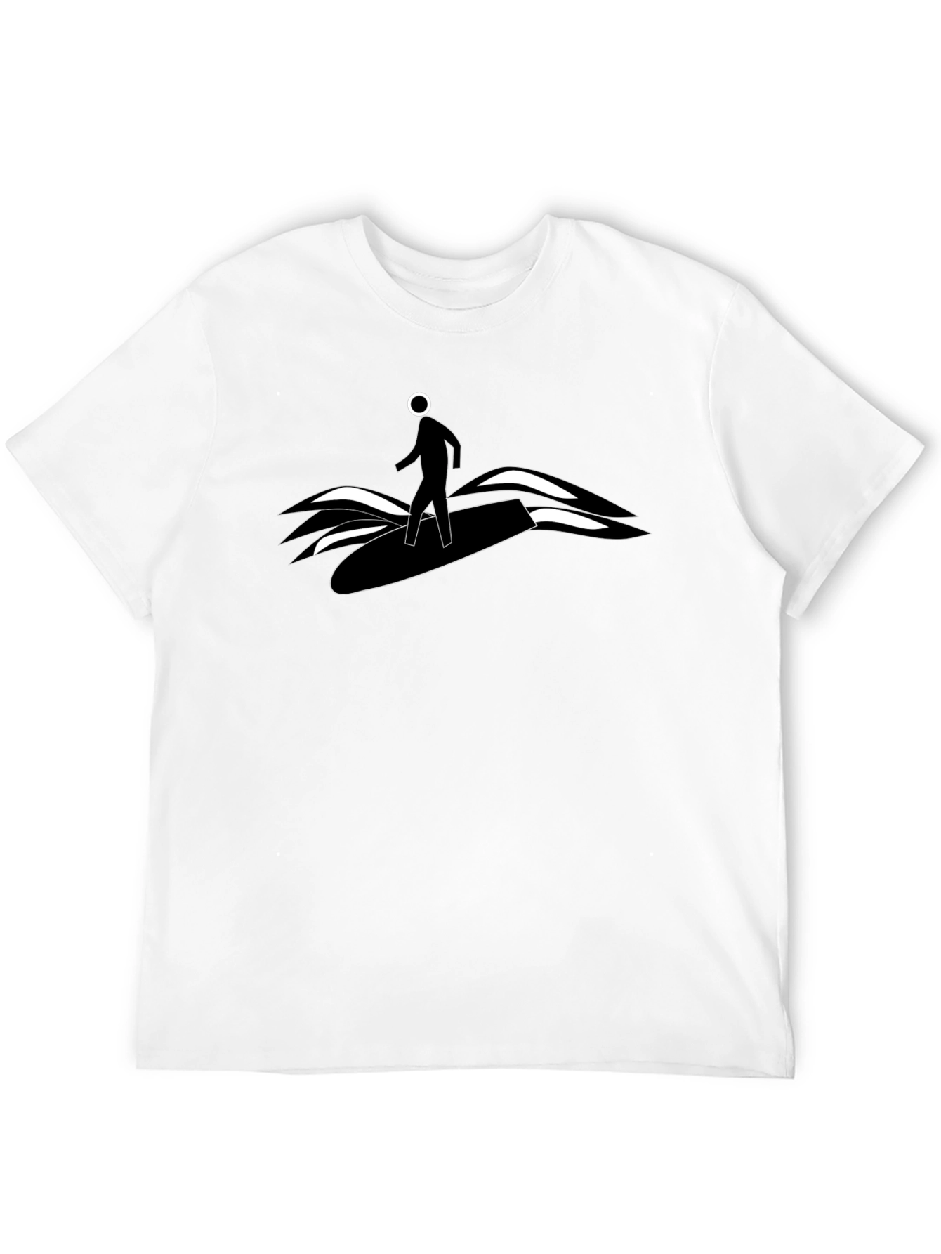Surfer Dude Graphic Tee - Black Cotton T-Shirt