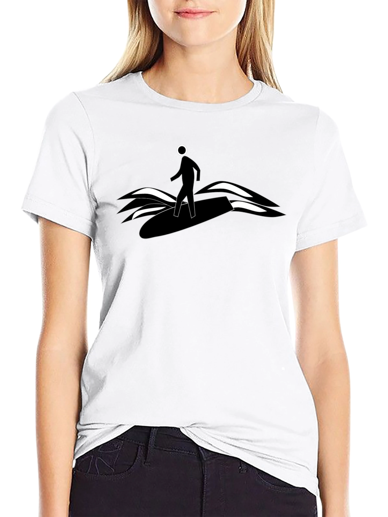Surfer Dude Graphic Tee - Black Cotton T-Shirt