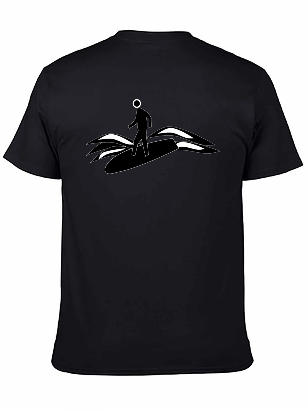 Surfer Dude Graphic Tee - Black Cotton T-Shirt