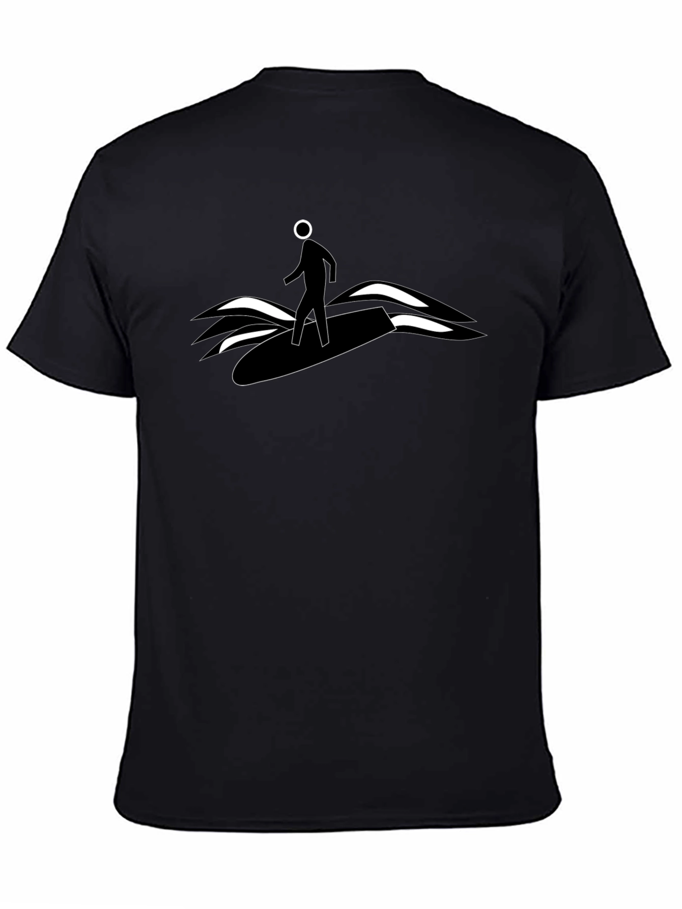 Surfer Dude Graphic Tee - Black Cotton T-Shirt