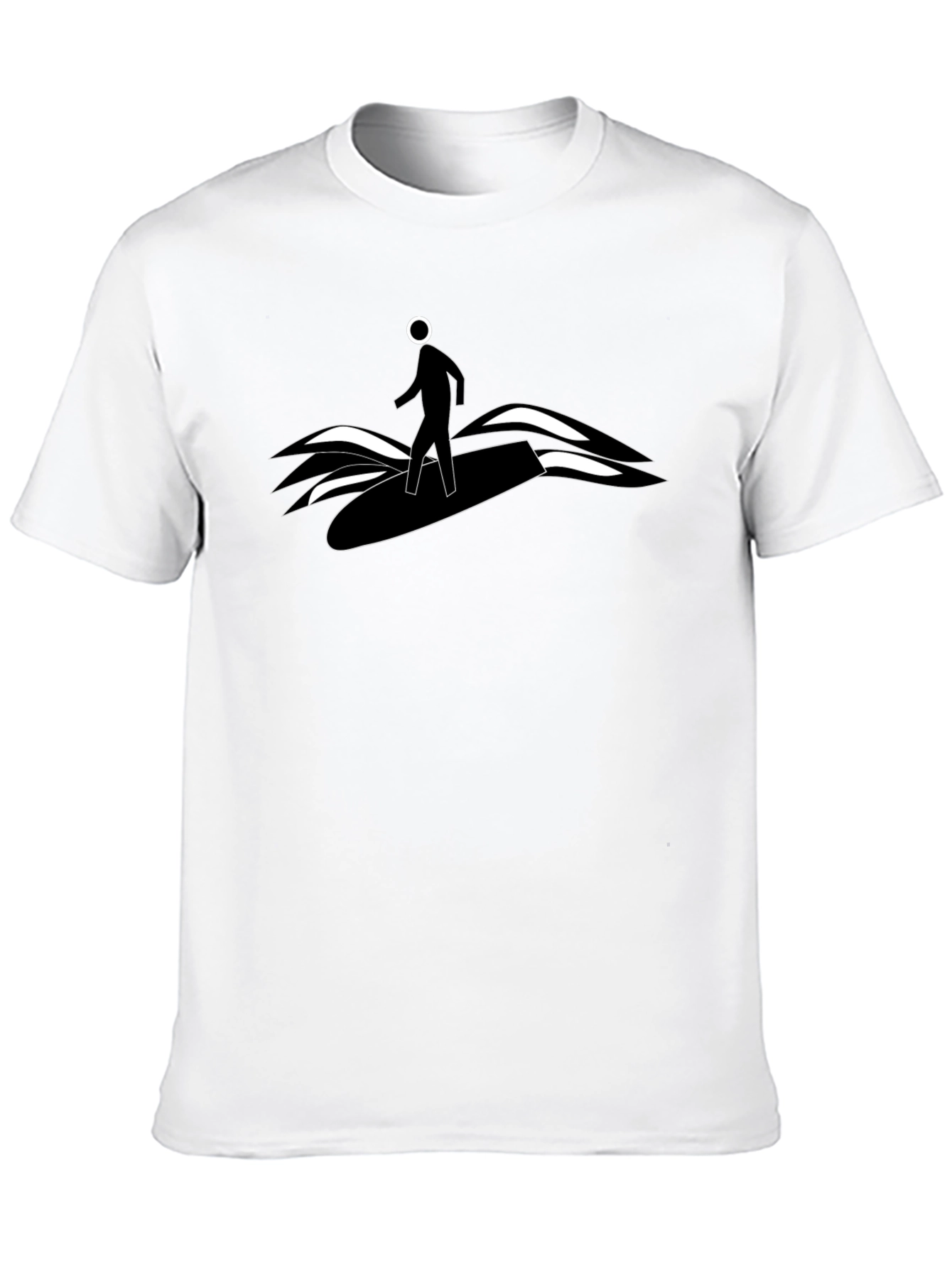 Surfer Dude Graphic Tee - Black Cotton T-Shirt