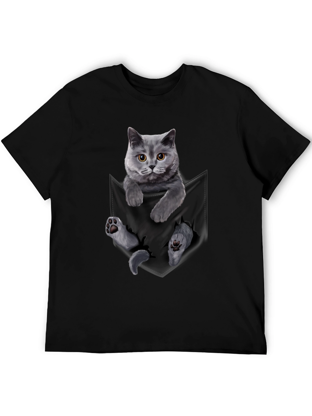 Cat in Pocket Graphic T-Shirt