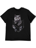 Cat in Pocket Graphic T-Shirt