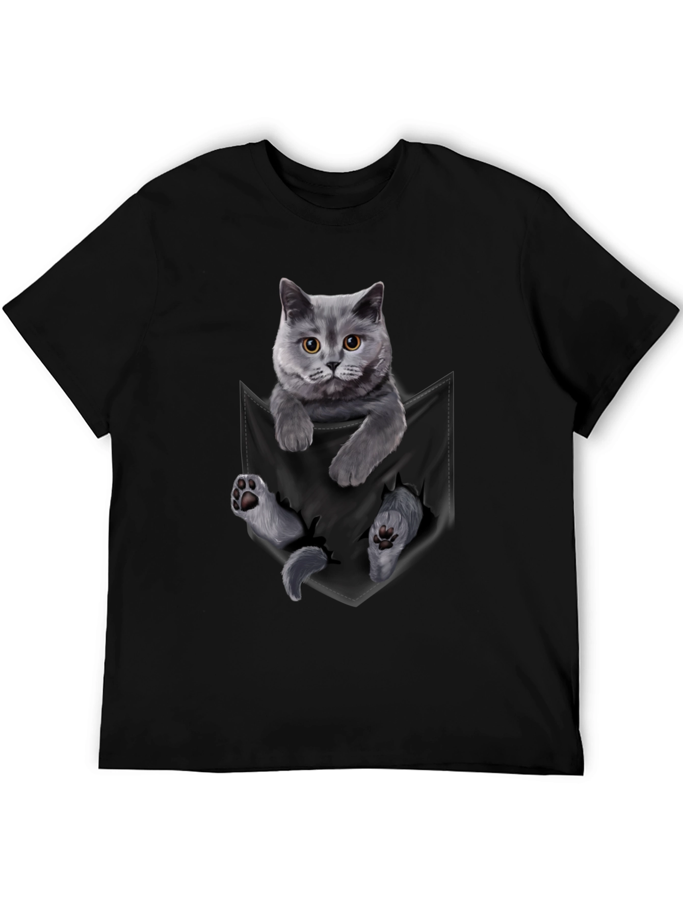 Cat in Pocket Graphic T-Shirt
