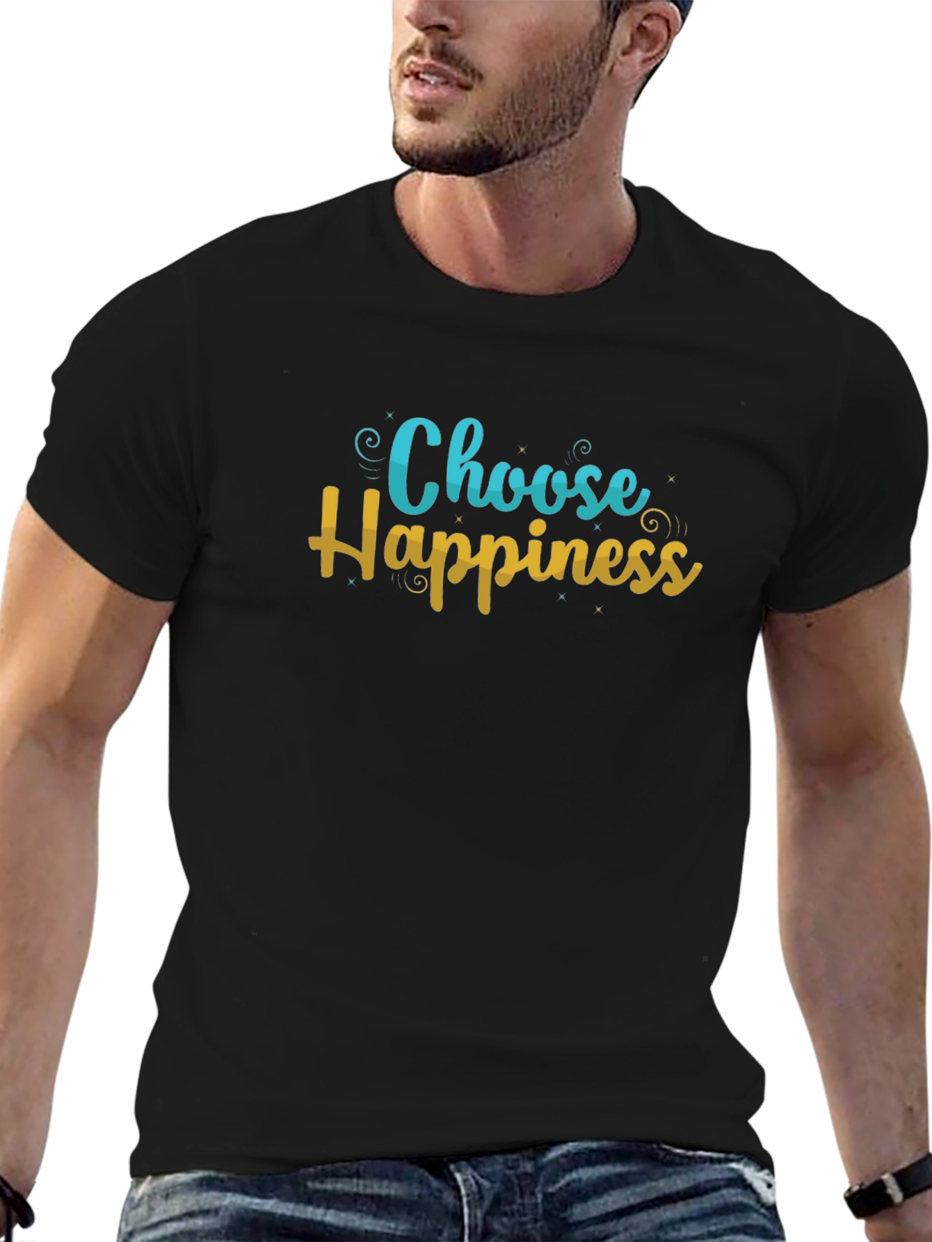 Choose Happiness Graphic Black T-Shirt