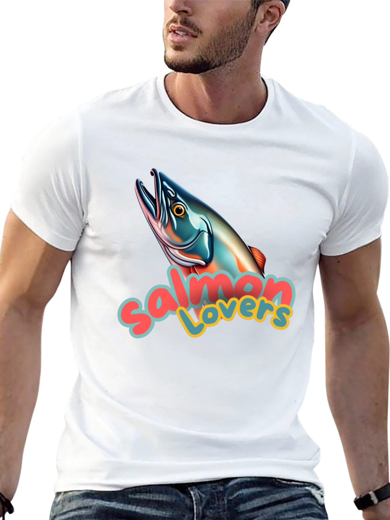 Salmon Lovers Graphic T-Shirt - Unisex Crew Neck Tee