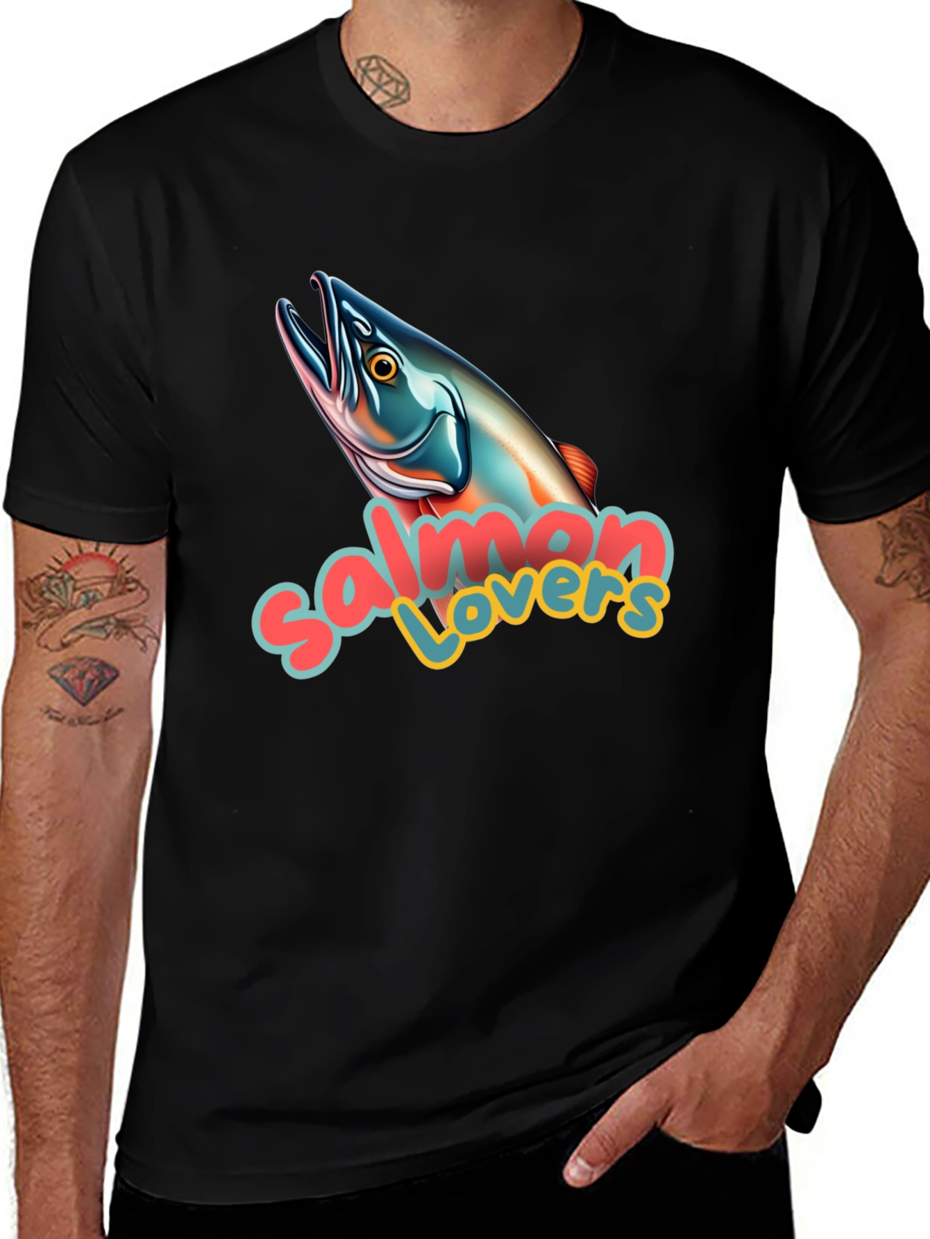 Salmon Lovers Graphic T-Shirt - Unisex Crew Neck Tee