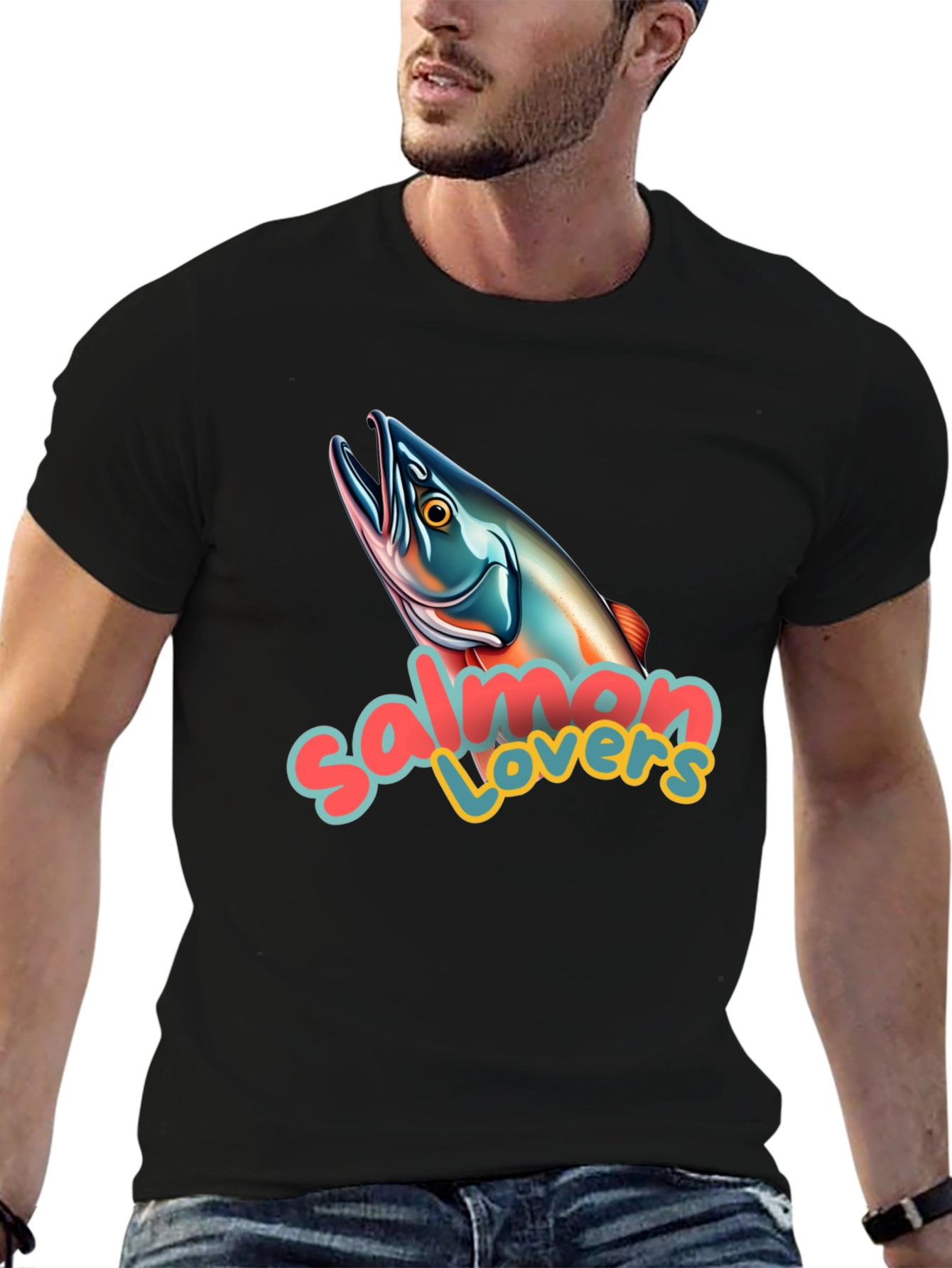 Salmon Lovers Graphic T-Shirt - Unisex Crew Neck Tee