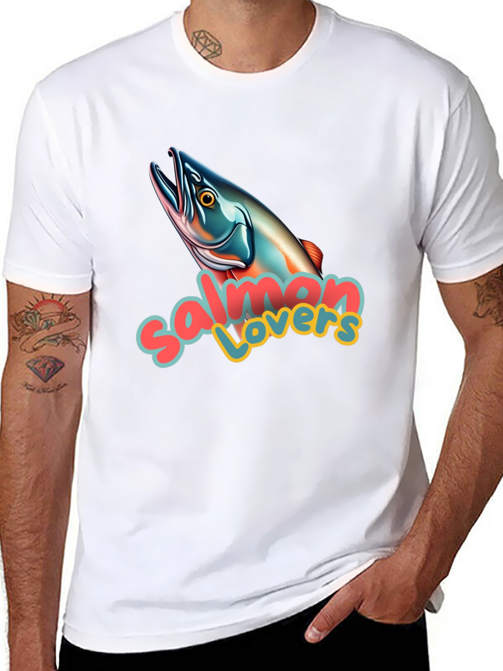Salmon Lovers Graphic T-Shirt - Unisex Crew Neck Tee