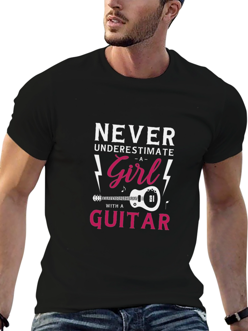 Never Underestimate A Girl With A Guitar T-Shirt