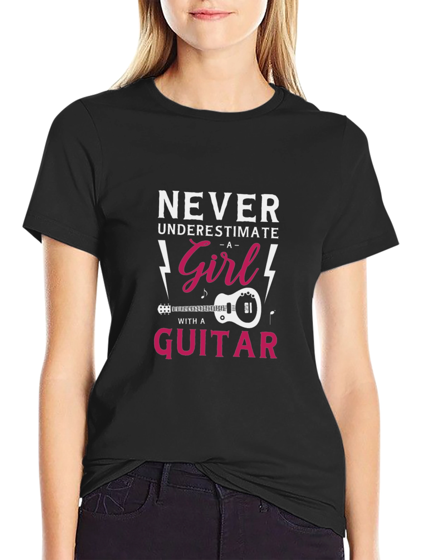 Never Underestimate A Girl With A Guitar T-Shirt