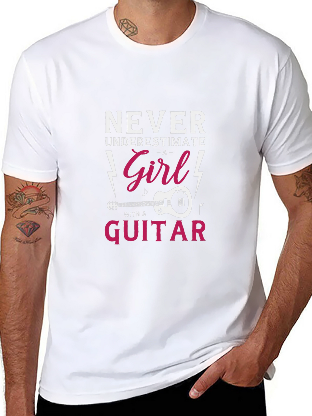 Never Underestimate A Girl With A Guitar T-Shirt