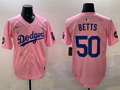 Men's Los Angeles Dodgers Mookie Betts #50 Pink Alternate Replica Player Jerseys