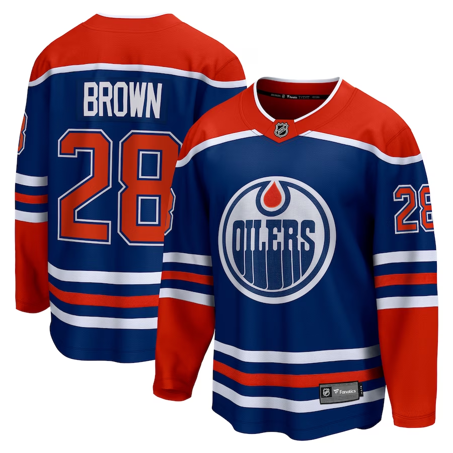 Men's Edmonton Oilers Connor Brown #28 Royal Home Breakaway Jerseys