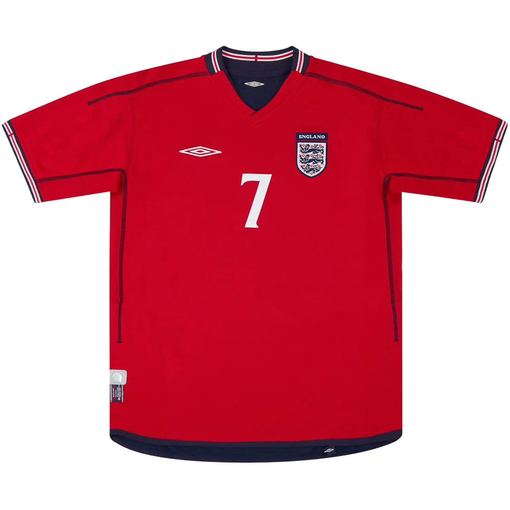 BECKHAM #7 Retro England Away Jersey World Cup 2002 Back