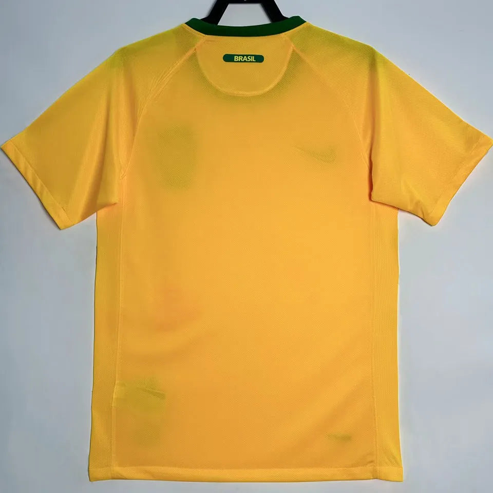 2010 Brazil Home Yellow Retro Soccer Jersey Back
