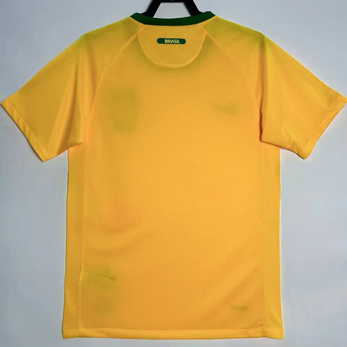 2010 Brazil Home Yellow Retro Soccer Jersey Back